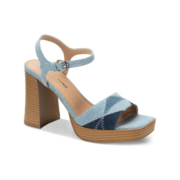 Sun + Stone Womens Diannaa Denim Ankle Strap Block Heel