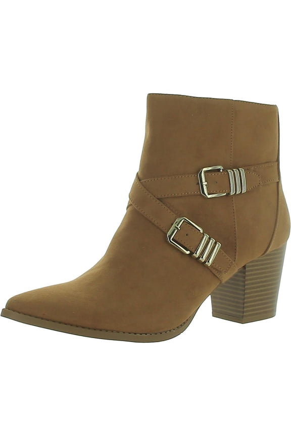 Womens ELYSSAA Block Heel Pointed Toe Booties