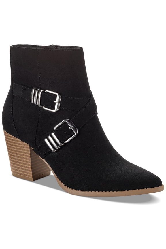 Womens ELYSSAA Block Heel Pointed Toe Booties