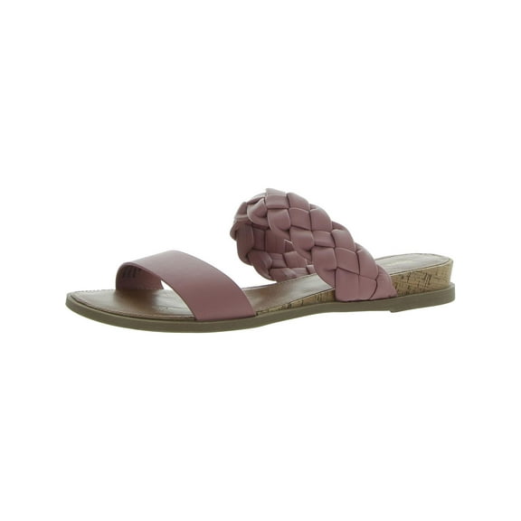 Sun + Stone Womens Easten Embossed Faux Leather Slide Sandals