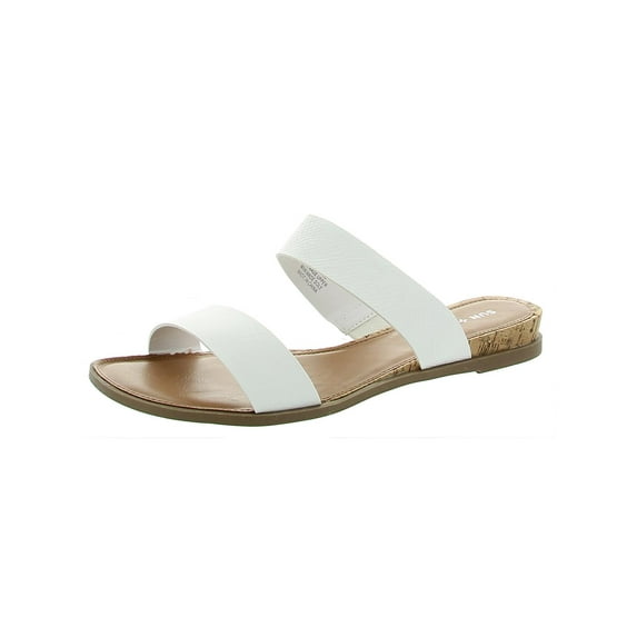 Sun + Stone Womens Easten Faux Leather Slide Sandals White 7.5 Wide (C,D,W)