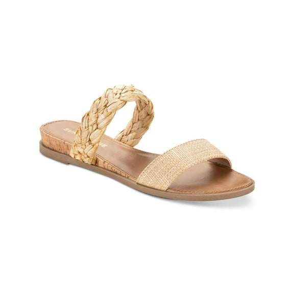 Sun + Stone Womens Easten Faux Leather Slip On Slide Sandals