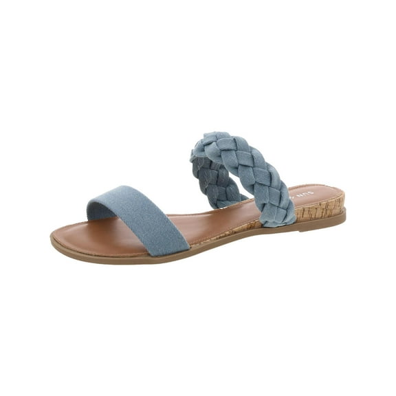 Sun + Stone Womens Eastend Faux Denim Braided Slide Sandals