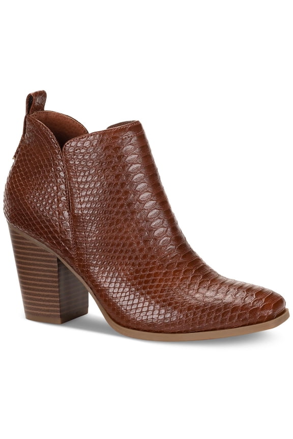Womens Embossed Faux Leather Booties
