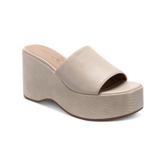 Sun + Stone Womens Finleighh Faux Leather Slip On Wedge Sandals
