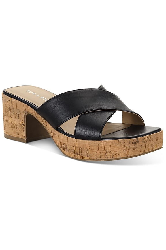 Womens Giigi Faux Leather Slide Block Heels