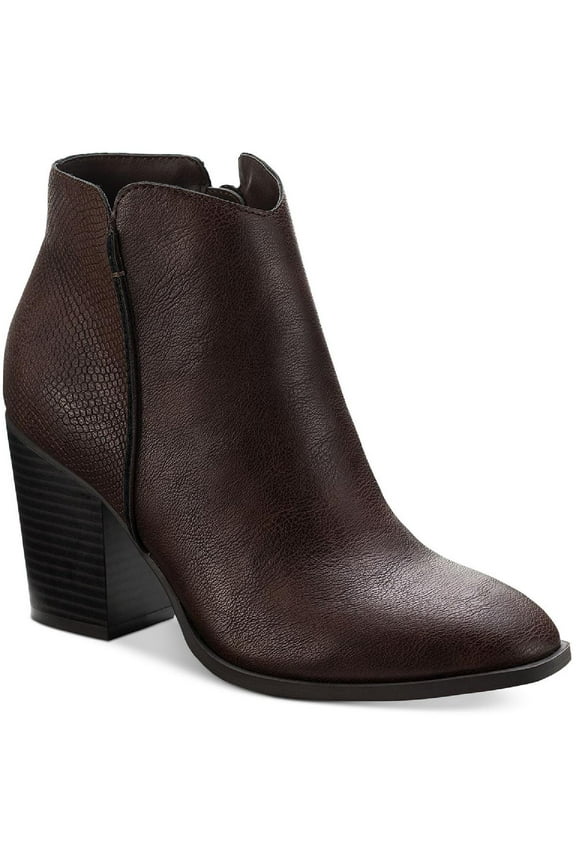 Womens Graceyy Faux Leather Block Heel Ankle Boots