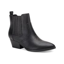 REACTION KENNETH COLE Womens Black Animal Print Padded Pull Tab Goring Lug Sole Salt Lug Chelsea Round Toe Wedge Chelsea Boot
