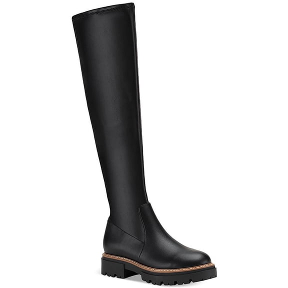 Sun + Stone Womens Jacksonn Faux Leather Lug Sole Over-The-Knee Boots
