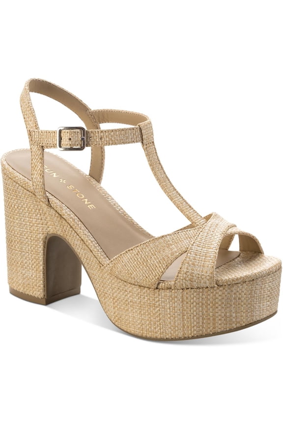Sun + Stone Womens Jillien Buckle Open-toe Block Heels