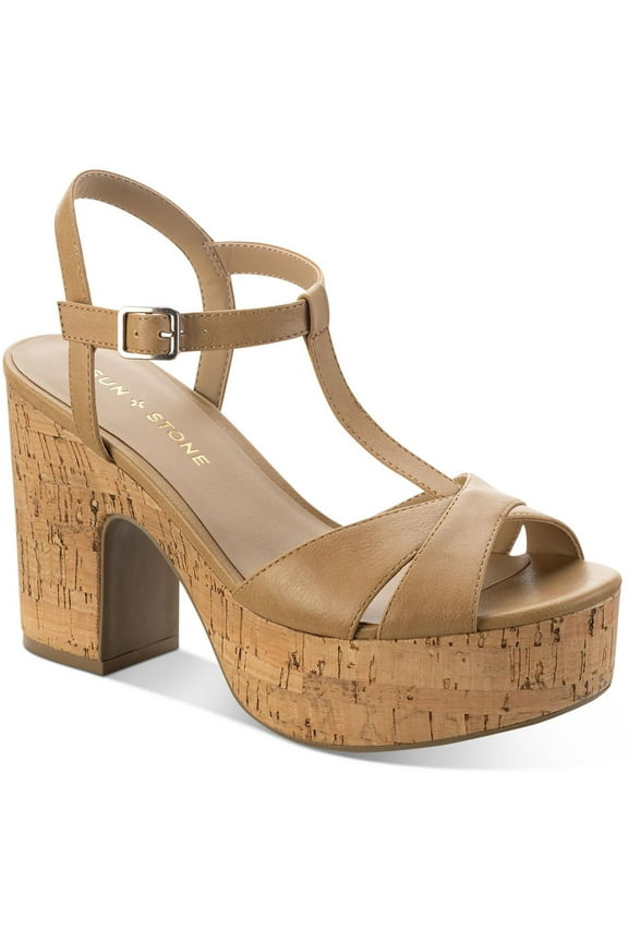 Womens Jillien Buckle Open-toe Block Heels