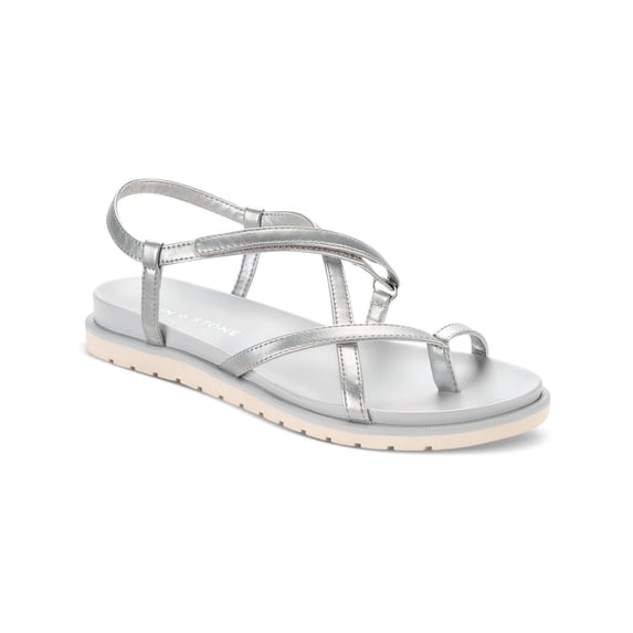 Sun + Stone Womens Juune Faux Leather Toe-Post Slingback Sandals