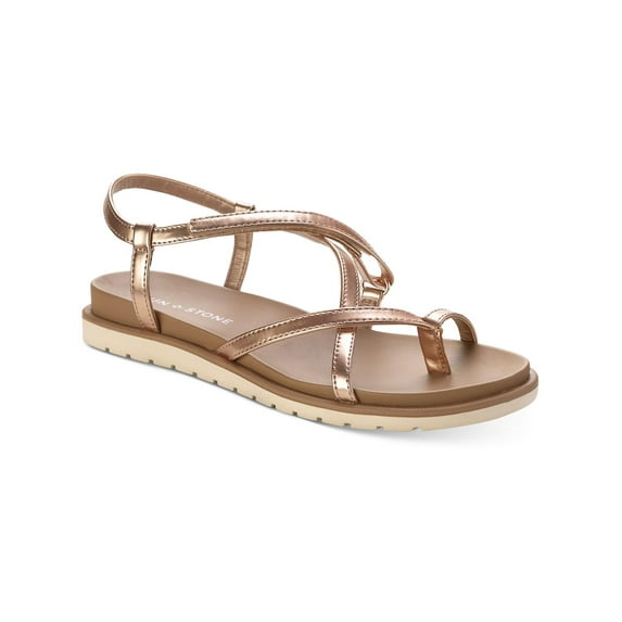 Sun + Stone Womens Juune Faux Leather Toe-Post Slingback Sandals