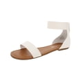 thumbnail image 1 of Sun + Stone Womens Keley Faux Leather Flat Sandals White 9.5 Medium (B,M), 1 of 5