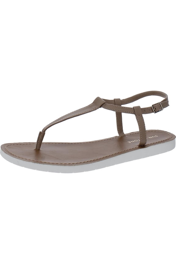 Womens Kristi Faux Leather Slingback Flat Sandals