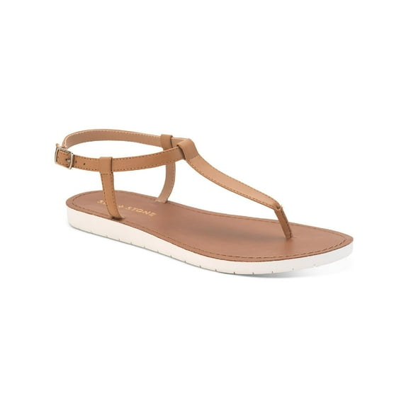 Sun + Stone Womens Kristi Faux Leather Slingback Flat Sandals