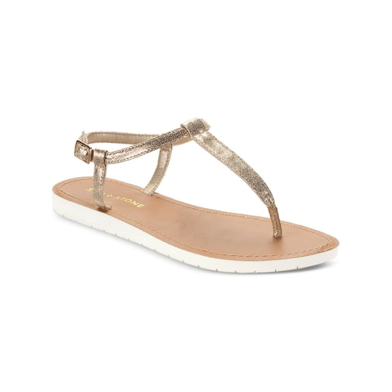 Sun + Stone Womens Kristi Faux Leather Slingback Flat Sandals