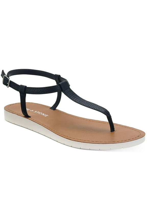 Womens Kristi Faux Leather Slingback Flat Sandals