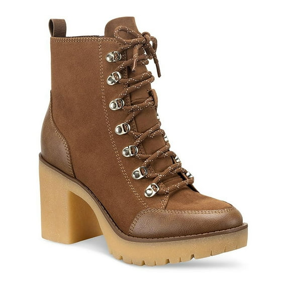 Sun + Stone Womens Lennonn Microsuede Ankle Combat & Lace-up Boots