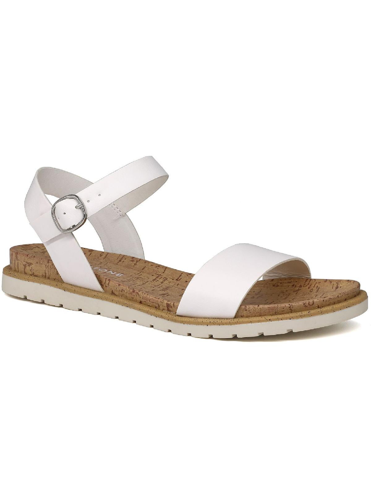 Women Summer Solid Leather Open-toe Flat Shoes UI1023 main image 1