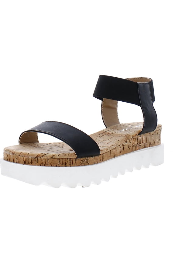 Womens Melanyy Faux Leather Open Toe Wedge Sandals