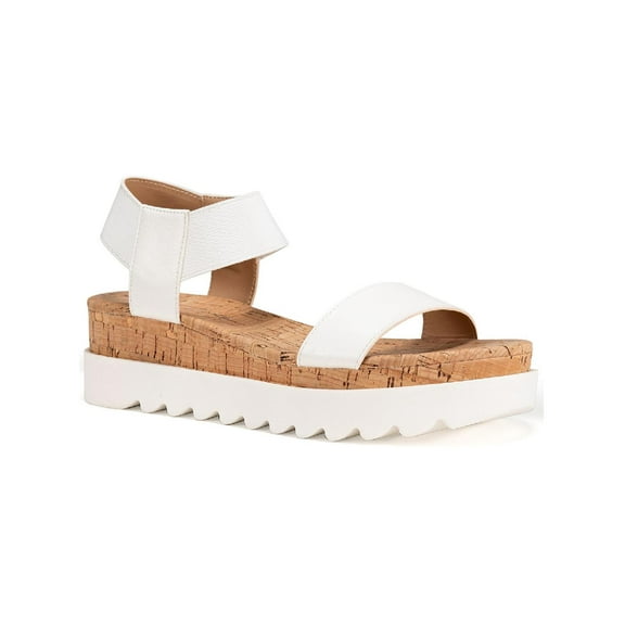 Sun + Stone Womens Melanyy Faux Leather Slip On Flatform Sandals