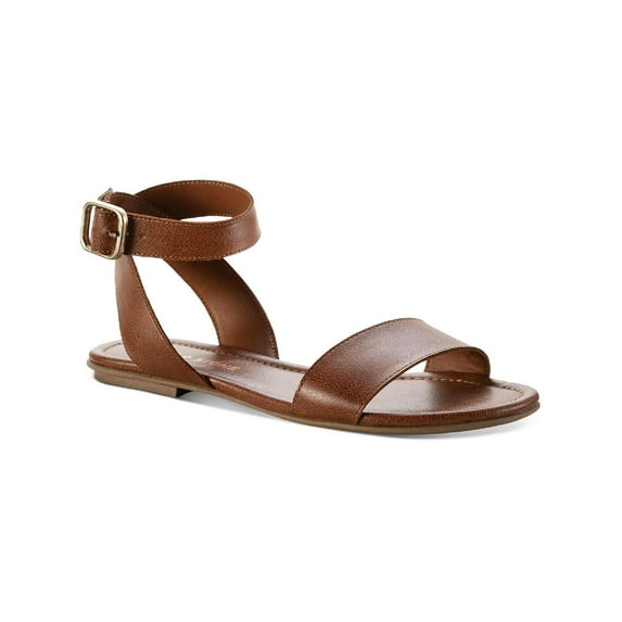 Sun + Stone Womens Miiah Faux Leather Open Toe Flat Sandals