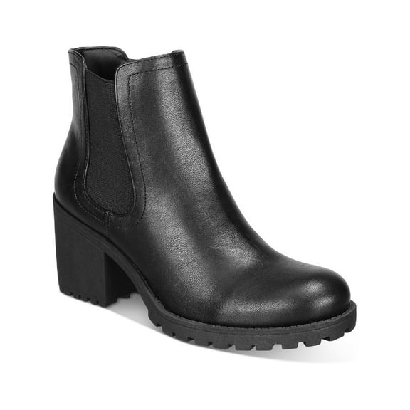 Sun + Stone Womens Morghan Faux Leather Stretch Ankle Boots