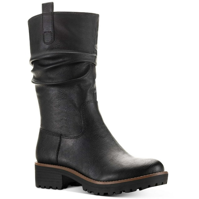 Sun + Stone Womens Nelliee Faux Leather Zipper Mid-Calf Boots - Walmart.com
