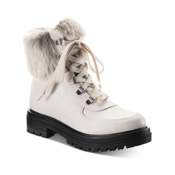 Sun + Stone Womens Orlaa Faux Leather Cold Weather Combat & Lace-up Boots