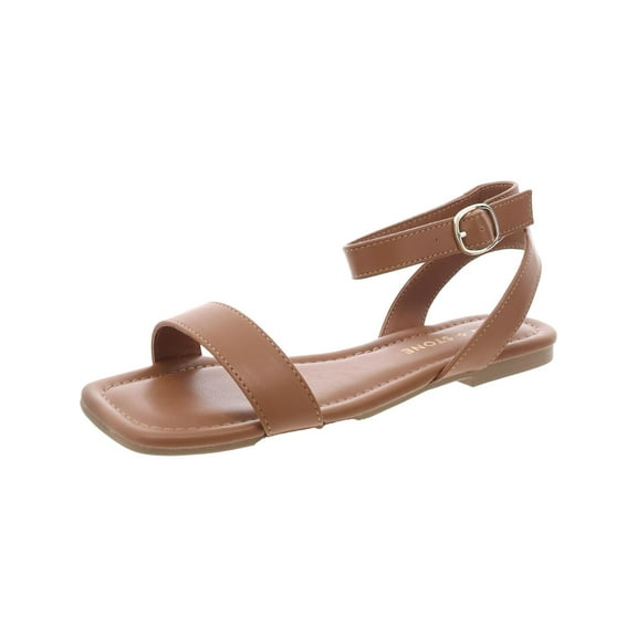 Sun + Stone Womens Quebecc Faux Leather Open Toe Ankle Strap