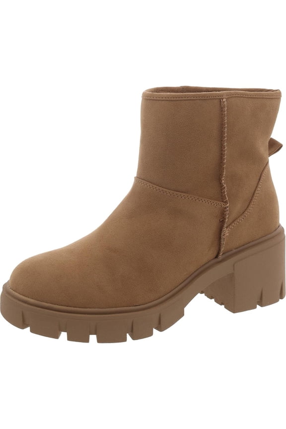 Womens RIYAA Faux Leather Lugged Sole Ankle Boots