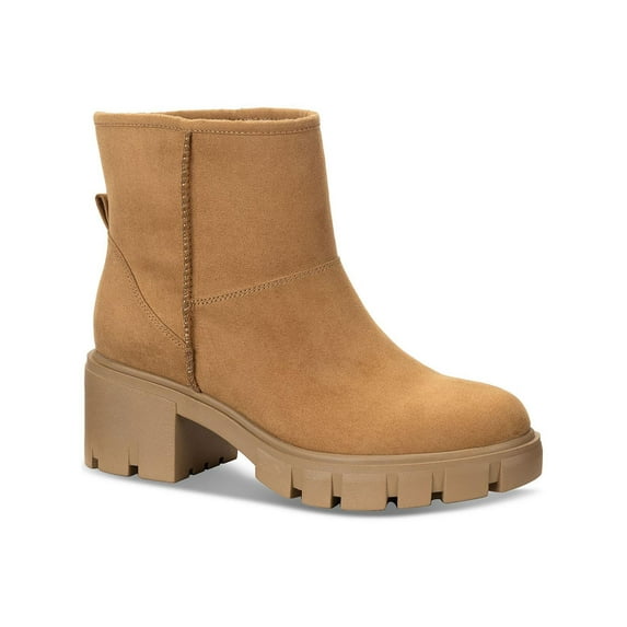 Sun + Stone Womens Riyaa Chunky Faux Fur Lined Ankle Boots