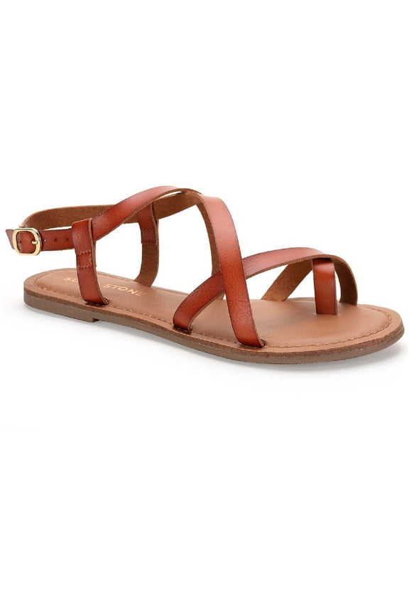 Womens Roxxie Faux Leather Ankle Strap Flats