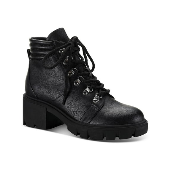 Sun + Stone Womens Ruthee Lugged Sole Faux Leather Ankle Boots