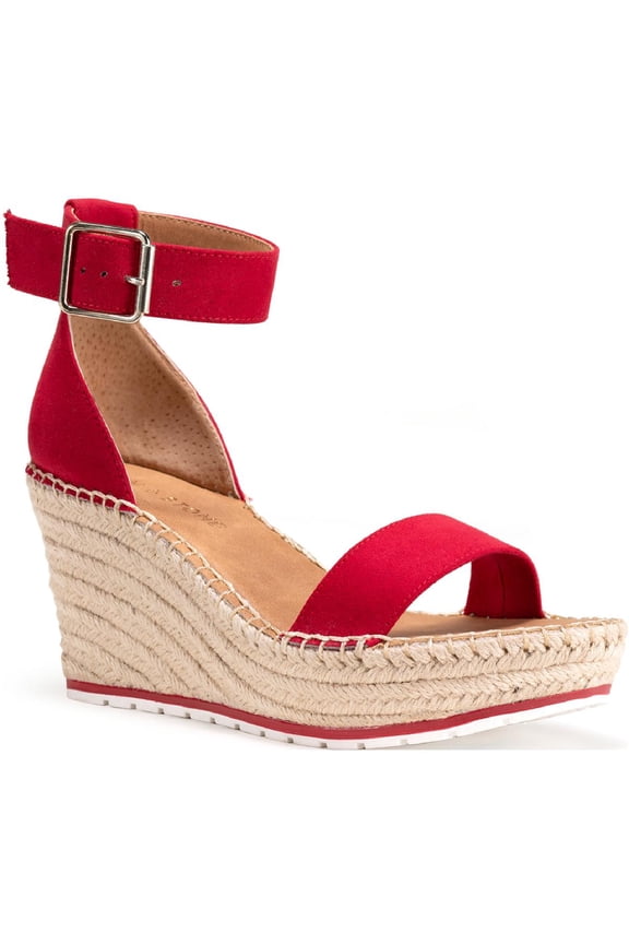 Womens Sammi Faux Leather Ankle Strap Espadrilles