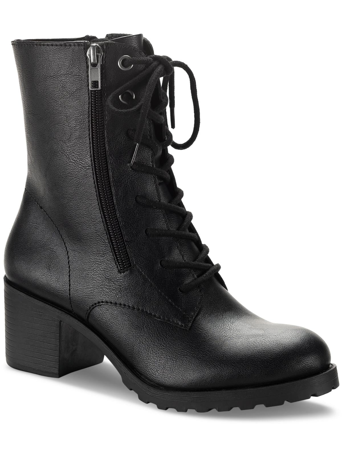 pippa leather block heel combat booties