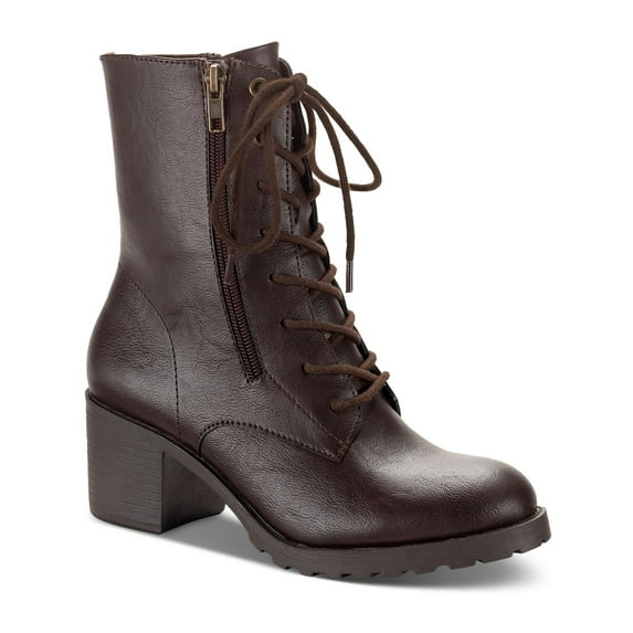 Sun + Stone Womens Sheilaa Faux Leather Combat & Lace-Up Boots