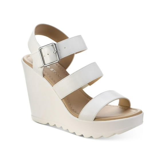 Sun + Stone Womens Siennaa Comfort Insole Faux Leather Wedge Heels