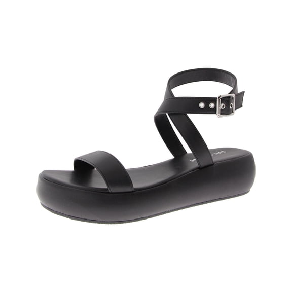 Sun + Stone Womens Simone Faux Leather Ankle Strap Platform Sandals