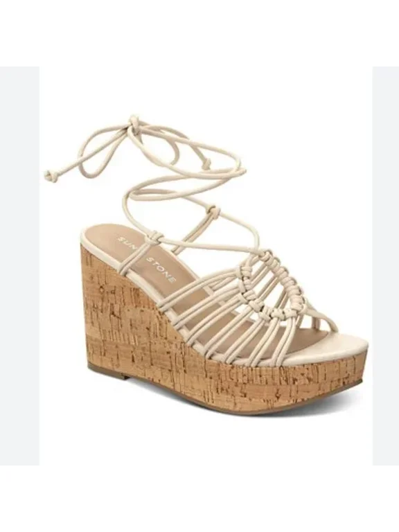 Sun Stone Womens Tillyy Wedge Sandals Eggshell 5.5M