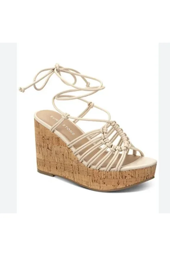 Sun Stone Womens Tillyy Wedge Sandals Eggshell 5.5M