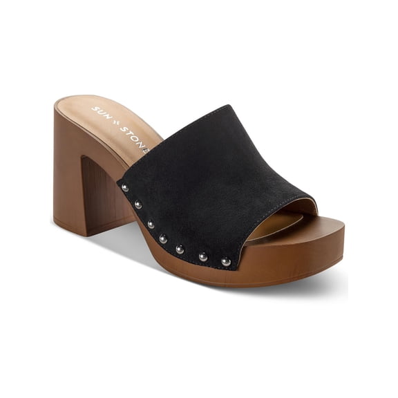 Sun + Stone Womens Twiggyy Faux Suede Studded Block Heel