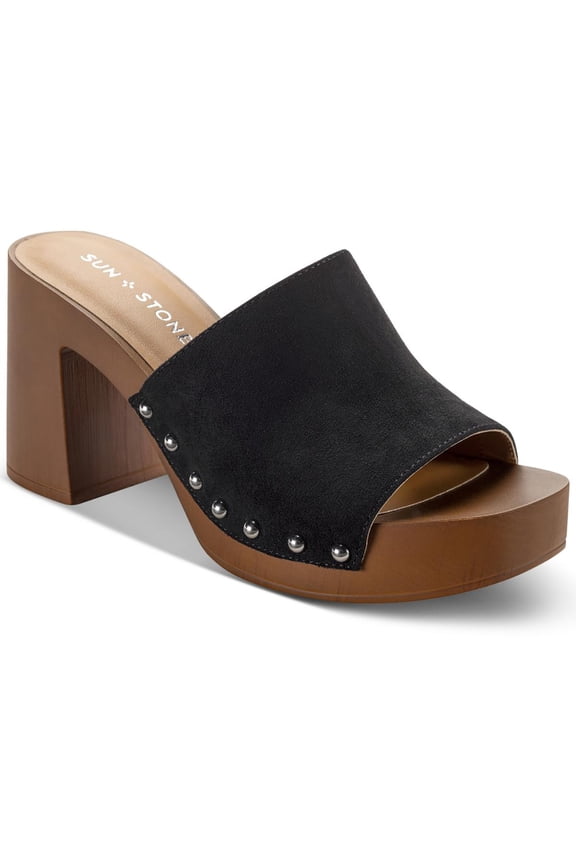 Womens Twiggyy Faux Suede Studded Block Heel