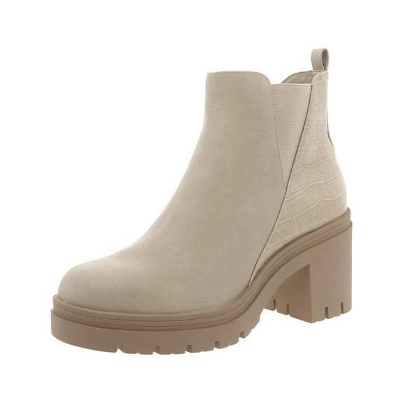 Sun Stone Womens VERONIKAA Faux Leather Block Heel Ankle Boots