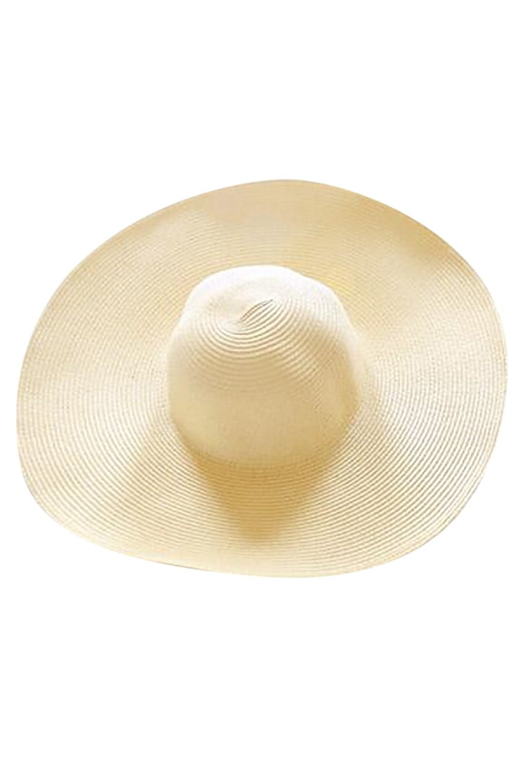 Sun Straw Hat Wide Brim Shape Hat with UPF 80+, Packable Lightweight Foldable Floppy Summer Oversized Beach Hat for Women Men, Beige