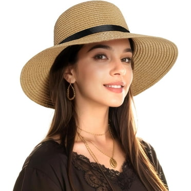 Sun Straw Hat Women - Wide Brim UV Protection Summer Hats Foldable Beach Hat for Travel Vacation