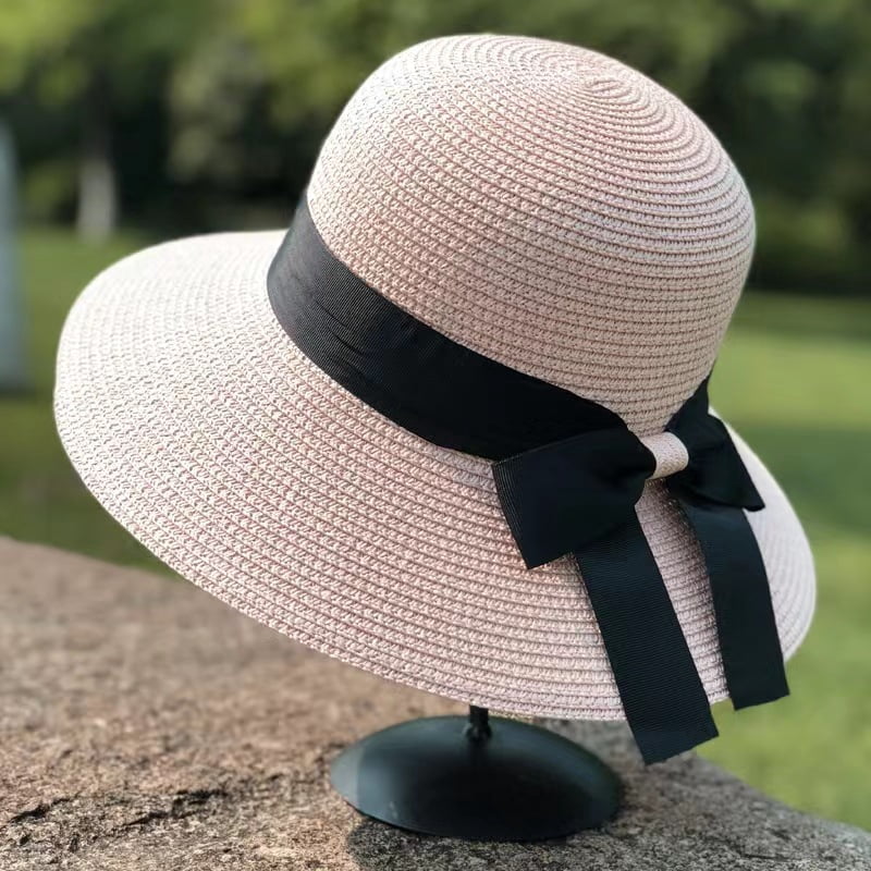 Sun Straw Hat for Women with Wind Lanyard Wide Brim Foldable  display picture 2