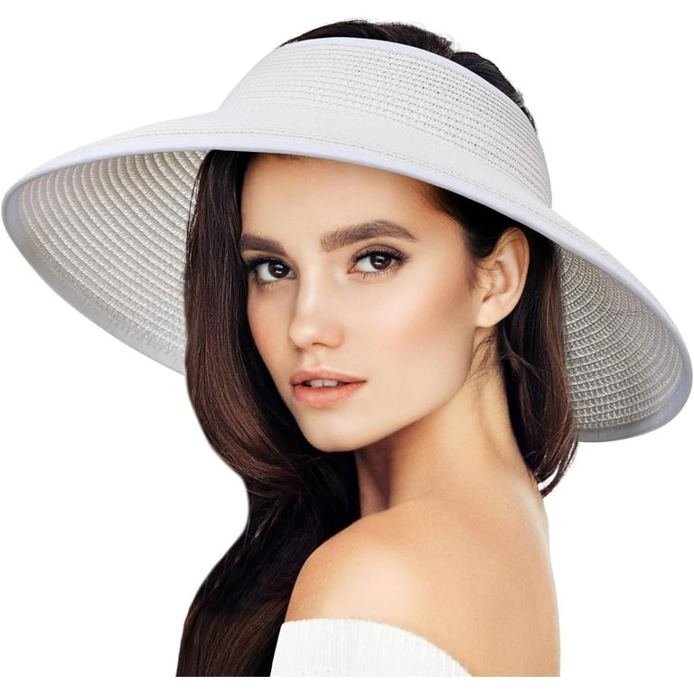 Sun Straw Hats Roll-up Wide Brim Summer Visor for Womens Beach Hat - Main Image