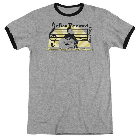 Sun Sun Record Company Adult Ringer T-Shirt Heather Black